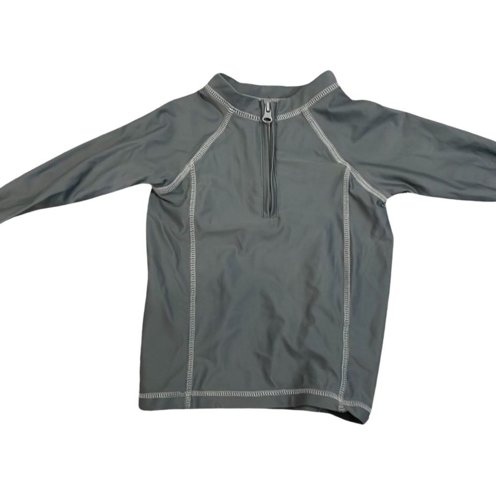 EUC Cabana Life Toddler Boy Size 2T Grey Long Sleeve Half Zip Rash Guard